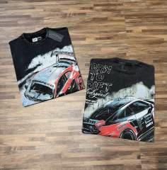 Red and black drift sports car washed T-shirt 2 colors 29038208