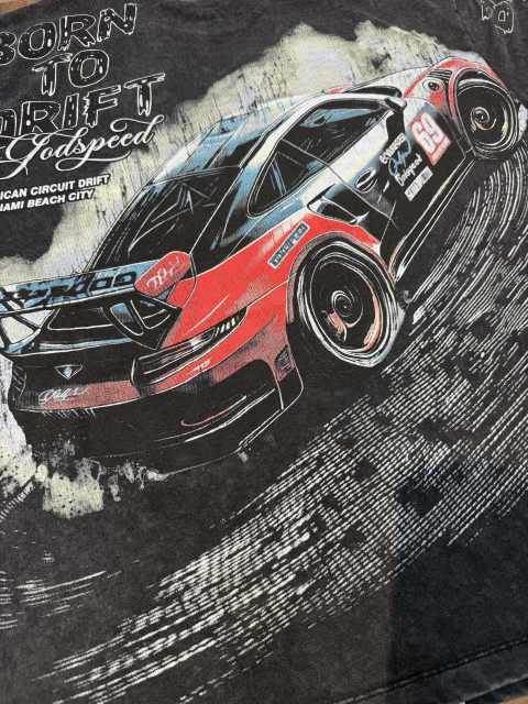Red and black drift sports car washed T-shirt 2 colors 29038208