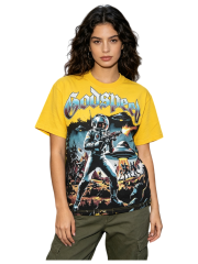Yellow space-themed printed T-shirt 29033405