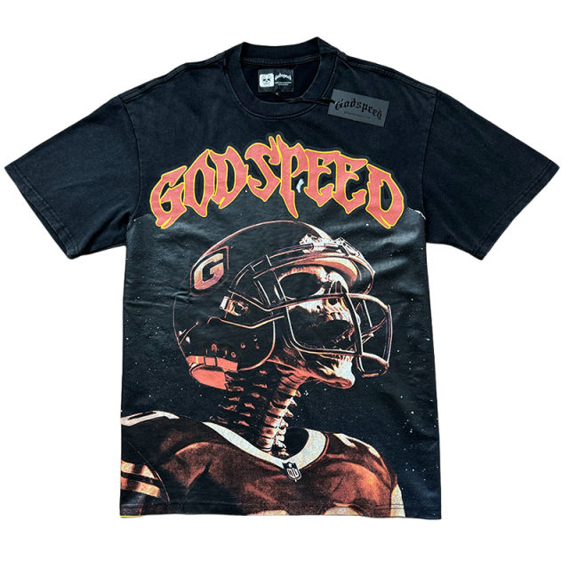 28357132 Skull Athlete Print Washed Version Tee 2 colors