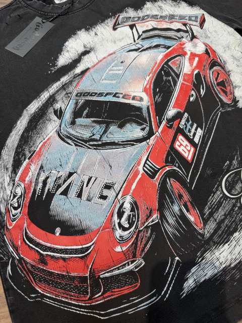Red and black drift sports car washed T-shirt 2 colors 29038208