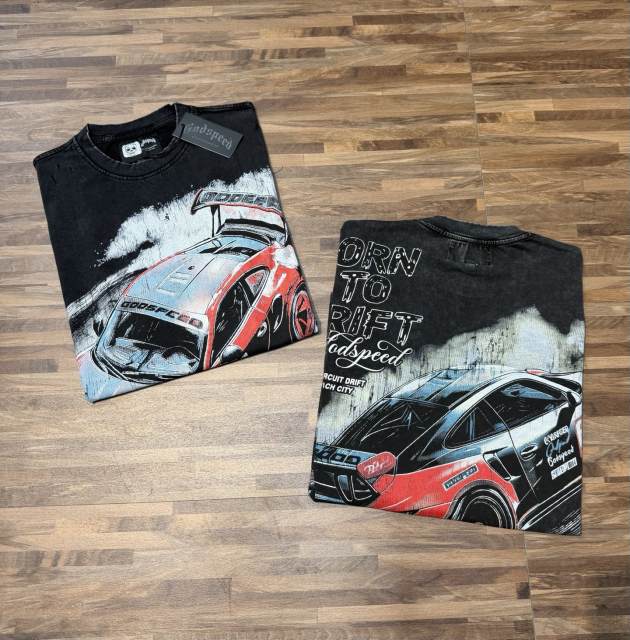 Red and black drift sports car washed T-shirt 2 colors 29038208