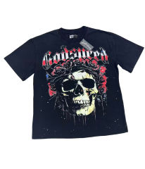 [Buy Two Get One Free]Skull with Rose Wreath Print Washed Version Tee 3 colors 28494382