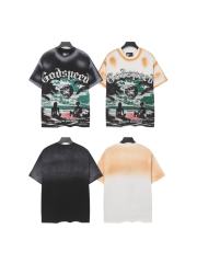 Beach Skeleton Couple Sunset Black and Yellow Distressed Short-sleeved T-shirt 29052437