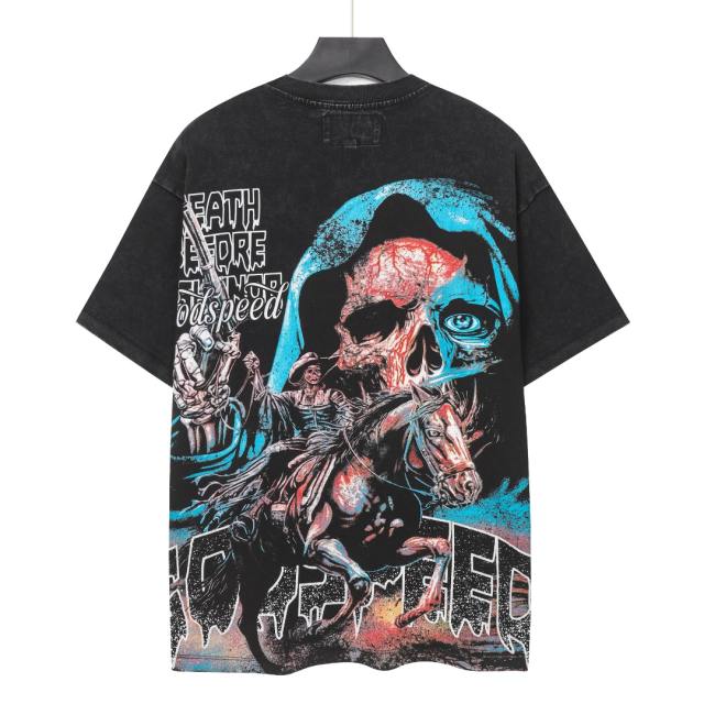 Reaper Pistol War Horse Black and Red Dual-Color Distressed Short-Sleeve T-Shirt 2 colors 29052451
