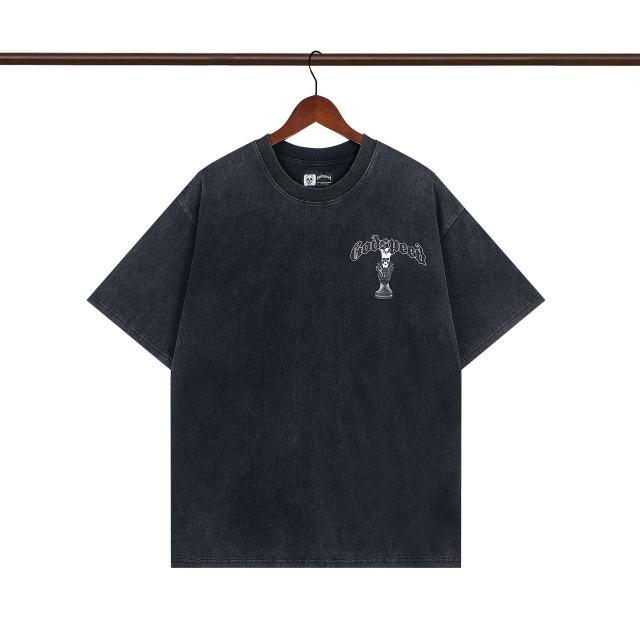1:1 quality version Godspeed Skull & Crown Print Washed Version Tee