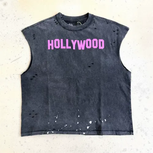 Paly Hollywood Splatter Letter Print Sleeveless Tee