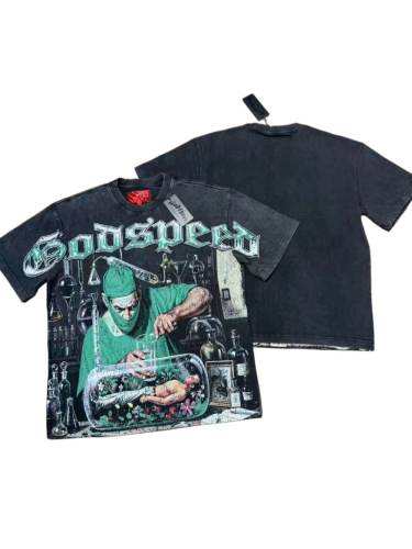 Homunculus In Bottle Experiment Rhinestone Print Washed Tee 29106672