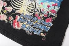 Space Astronaut Skeleton Rose Vintage Black Short-Sleeve T-Shirt 29052465