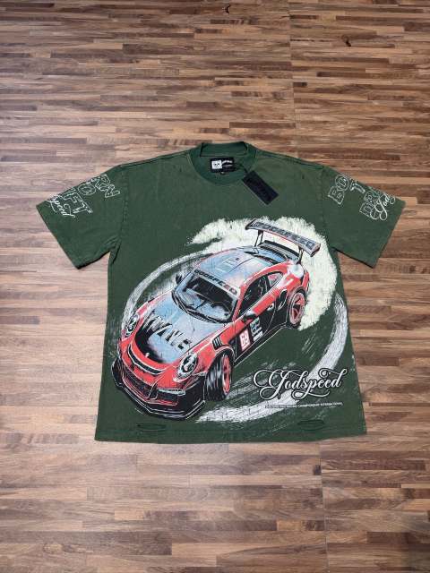 Red and black drift sports car washed T-shirt 2 colors 29038208