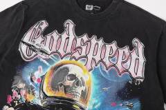 Space Astronaut Skeleton Rose Vintage Black Short-Sleeve T-Shirt 29052465
