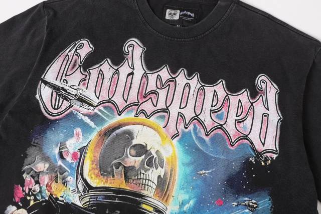 Space Astronaut Skeleton Rose Vintage Black Short-Sleeve T-Shirt 29052465