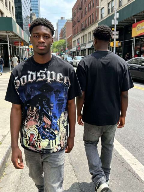 Future Urban Police And Gangster Rhinestone Print Washed Tee 29106667