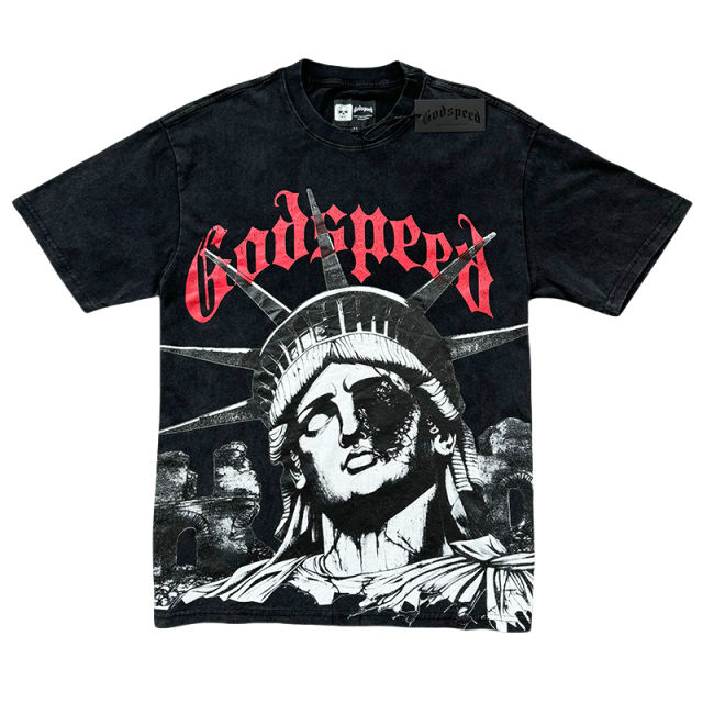 28286717 Wounded Liberty Sculpture Printed Washed Version Tee 2 colors