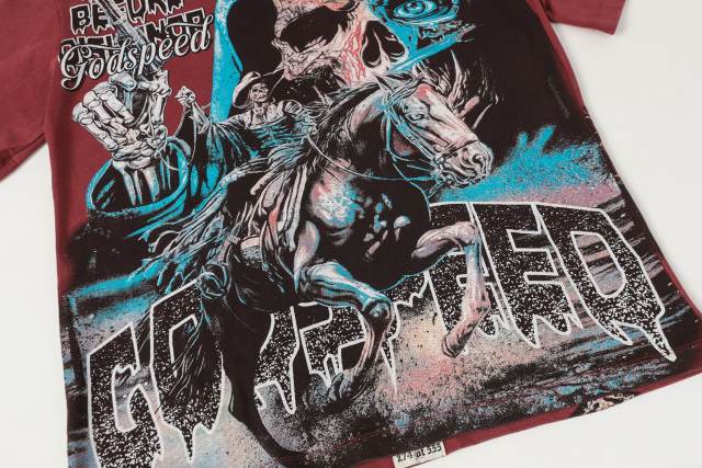 Reaper Pistol War Horse Black and Red Dual-Color Distressed Short-Sleeve T-Shirt 2 colors 29052451