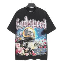Space Astronaut Skeleton Rose Vintage Black Short-Sleeve T-Shirt 29052465