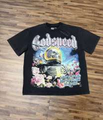 Space Astronaut Skeleton Rose Vintage Black Short-Sleeve T-Shirt 29052465