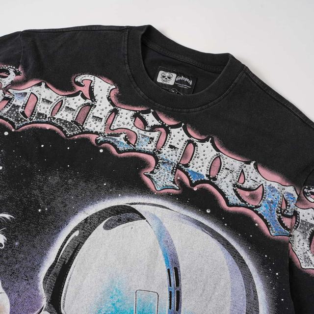 Starry Lovers Kiss Rhinestone Print Washed Tee 2 colors 29098149
