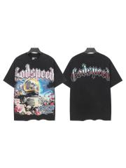 Space Astronaut Skeleton Rose Vintage Black Short-Sleeve T-Shirt 29052465