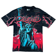28313135 Lightning Statue of Liberty Sculpture Printed Washed Version Tee 3 colors