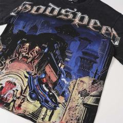 Future Urban Police And Gangster Rhinestone Print Washed Tee 29106667