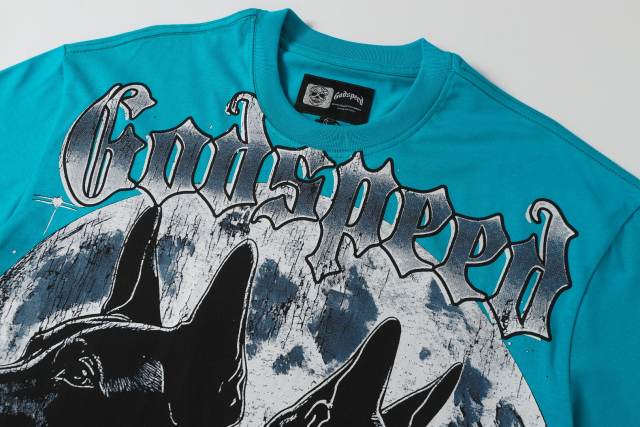 Double Doberman Pinscher Full Moon Lake Blue Distressed Short-Sleeve T-Shirt 29053396