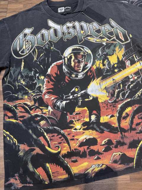 Alien Warrior vintage washed printed short-sleeved shirt 29033392