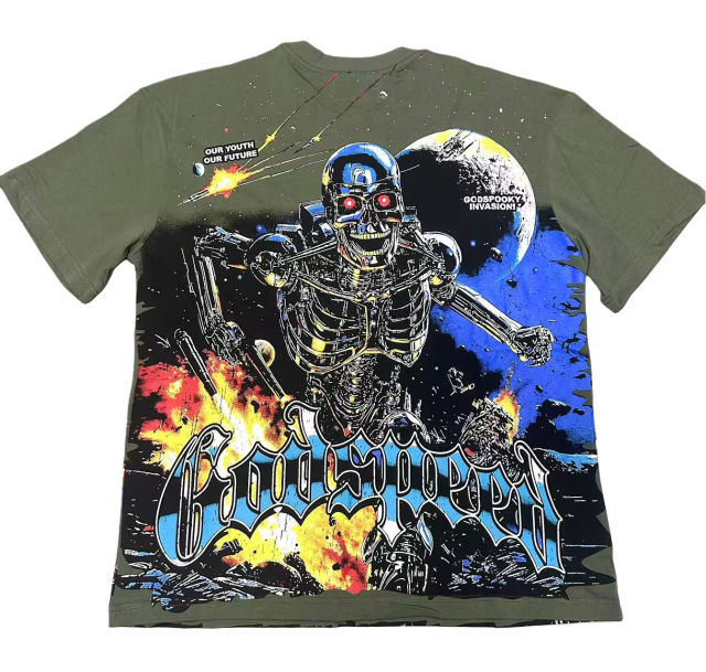 Metal skull firing print Washed Version Tee 2 colors 28694010