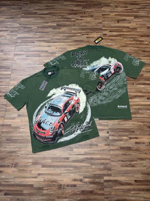 Red and black drift sports car washed T-shirt 2 colors 29038208