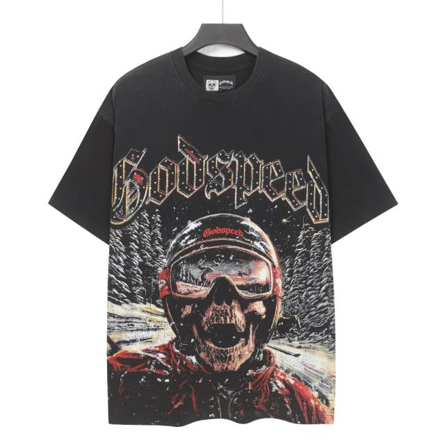 Skiing skeleton knight winter snow mountain vintage black short-sleeved T-shirt 29052471