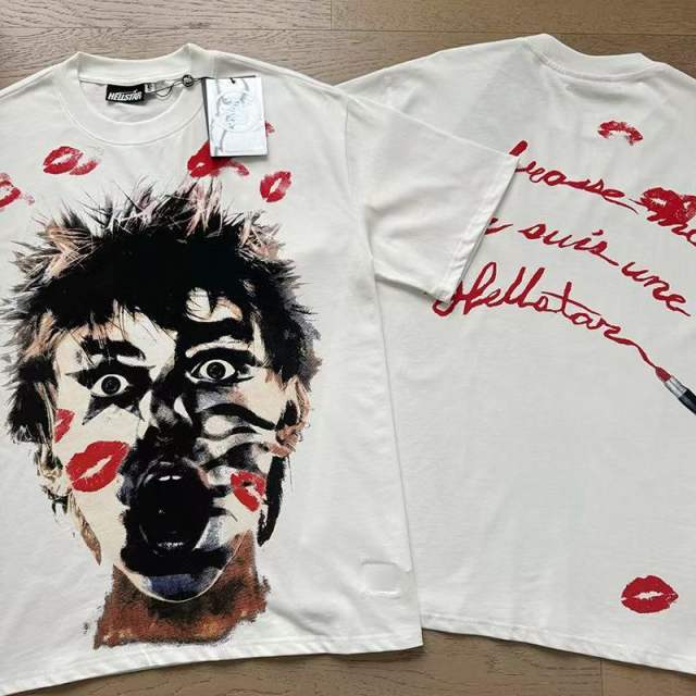 Portrait Lip Print Retro Pure Cotton Short Sleeve T-Shirt Tee 29031476