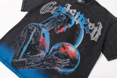 Cyber mechanical female robot planet black vintage short-sleeved T-shirt 29052448