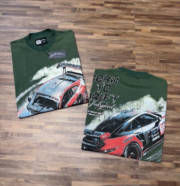 Red and black drift sports car washed T-shirt 2 colors 29038208