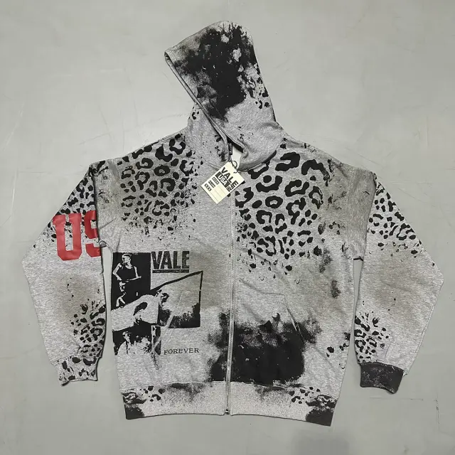 Vale Forever Valley Cheetah Camo Washed Zip-Up Hoodie
