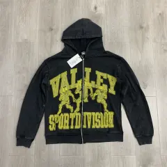 Vale Forever Valley Embroidered Distressed Zip-Up Hoodie