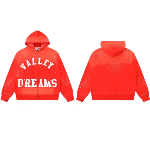 Vale Valley Vintage Rhinestone Letter Zip-Up Hoodie