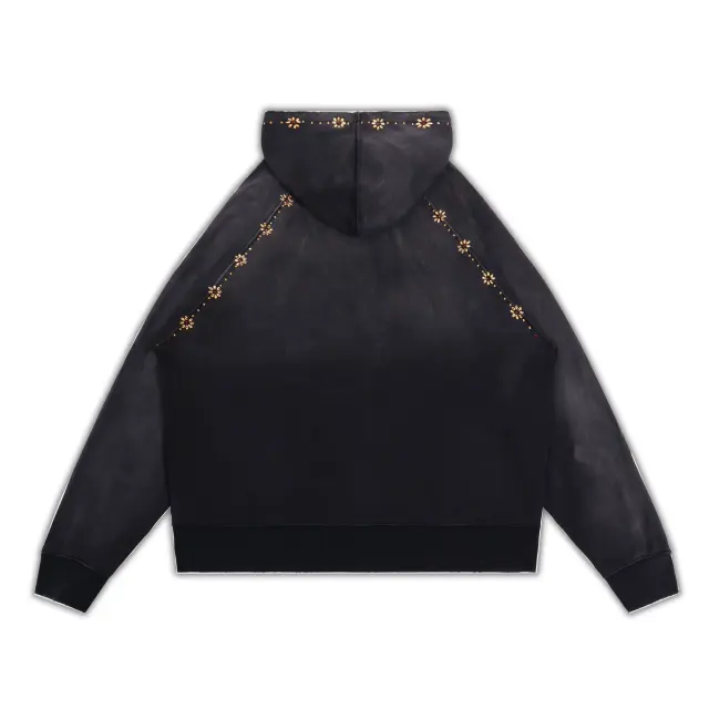 Vale Valley Collegiate Rhinestone Embroidered Washed Zip-Up Hoodie