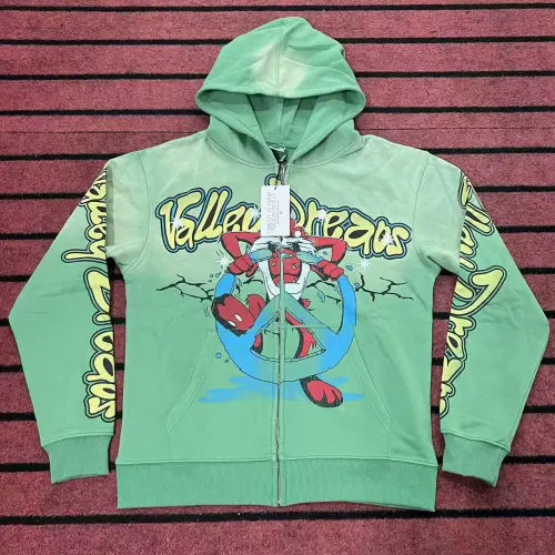 Vale Forever Valley Graphic Distressed Zip-Up Hoodie