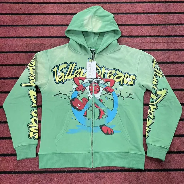 Vale Forever Valley Graphic Distressed Zip-Up Hoodie