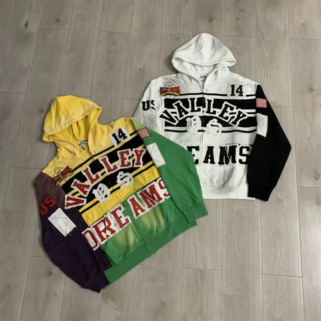 Vale Valley Colorblock Applique Embroidered Zip-Up Hoodie