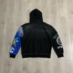 Vale Valley Colorblock Washed Distressed Zip-Up Hoodie