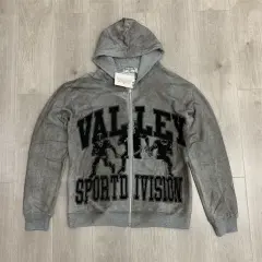 Vale Forever Valley Embroidered Distressed Zip-Up Hoodie