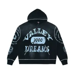 Vale Valley Collegiate Rhinestone Embroidered Washed Zip-Up Hoodie