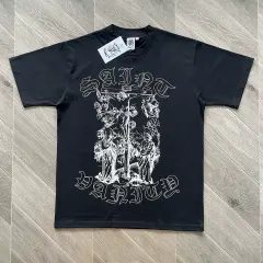 1:1 Quality Saint Vanity Vintage Cross Portrait Graphic T-Shirt