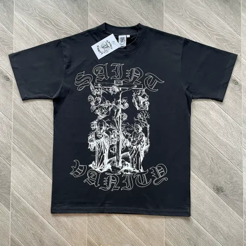 1:1 Quality Saint Vanity Vintage Cross Portrait Graphic T-Shirt