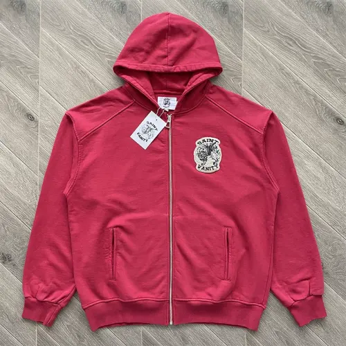 Saint Vanity Embroidered Zip-Up Hoodie and Shorts Set