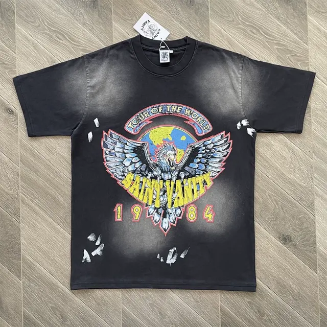 Saint Vanity 1984 World Tour Eagle Globe Washed Graphic T-Shirt