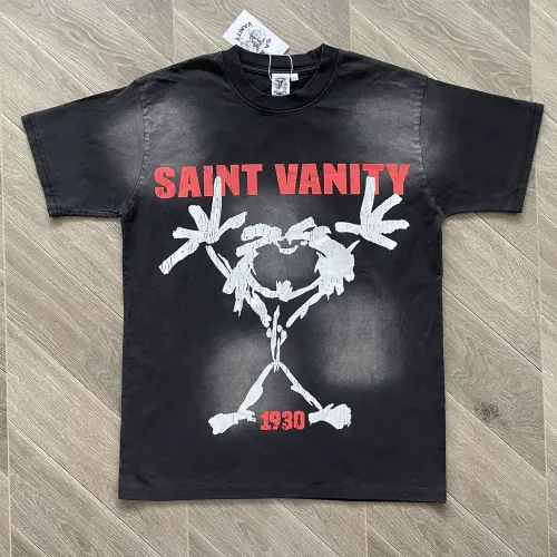 1:1 Quality Saint Vanity Vintage Washed Skeleton Graphic T-Shirt