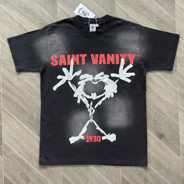 1:1 Quality Saint Vanity Vintage Washed Skeleton Graphic T-Shirt