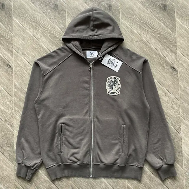 Saint Vanity Embroidered Zip-Up Hoodie and Shorts Set